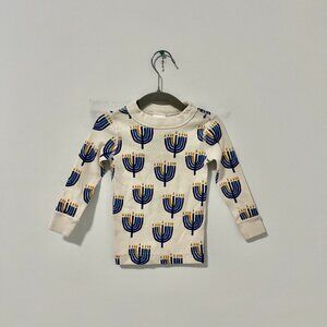 Hanna Andersson Boy's Menorah Holiday Print Long Sleeve Pajama Top Size 2T